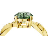 Yellow gold Fancy Green Round  Solitaire Twisted Pave Diamond Ring with Four-Prong Setting_107