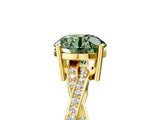 Yellow gold Fancy Green Round  Solitaire Twisted Pave Diamond Ring with Four-Prong Setting_108