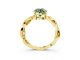 Yellow gold Fancy Green Round  Solitaire Twisted Pave Diamond Ring with Four-Prong Setting_15