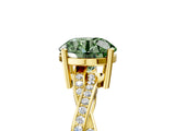 Yellow gold Fancy Green Round  Solitaire Twisted Pave Diamond Ring with Four-Prong Setting_17