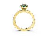 Yellow gold Fancy Green Round  Solitaire with Pavé Band and Four-Prong Setting_280
