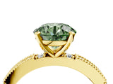Yellow gold Fancy Green Round  Solitaire with Pavé Band and Four-Prong Setting_281
