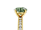 Yellow gold Fancy Green Round  Solitaire with Pavé Band and Four-Prong Setting_282
