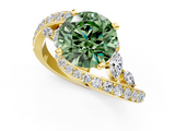 Yellow gold Fancy Green Round  Solitaire with Pavé Twist Band and Four-Prong Setting_60