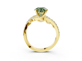 Yellow gold Fancy Green Round  Solitaire with Pavé Twist Band and Four-Prong Setting_62