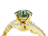 Yellow gold Fancy Green Round  Solitaire with Pavé Twist Band and Four-Prong Setting_63