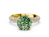 Yellow gold Fancy Green Round  Solitaire with Pave Band and Four-Prong Setting_3
