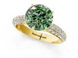 Yellow gold Fancy Green Round  Solitaire with Pave Band and Four-Prong Setting_4