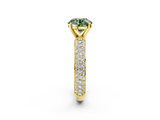 Yellow gold Fancy Green Round  Solitaire with Pave Band and Four-Prong Setting_5