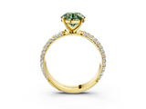 Yellow gold Fancy Green Round  Solitaire with Pave Band and Four-Prong Setting_6