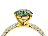 Yellow gold Fancy Green Round  Solitaire with Pave Band and Four-Prong Setting_7