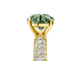 Yellow gold Fancy Green Round  Solitaire with Pave Band and Four-Prong Setting_8