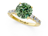 Yellow gold Fancy Green Round  Solitaire with Side Baguettes and Channel Set Band_45