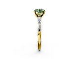 Yellow gold Fancy Green Round  Solitaire with Side Baguettes and Channel Set Band_46
