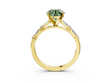 Yellow gold Fancy Green Round  Solitaire with Side Baguettes and Channel Set Band_47