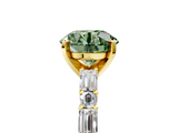 Yellow gold Fancy Green Round  Solitaire with Side Baguettes and Channel Set Band_49