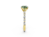 Yellow gold Fancy Green Round  Solitaire with Side Stones on a Pavé Band and Four-Prong Setting_26