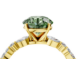 Yellow gold Fancy Green Round  Solitaire with Side Stones on a Pavé Band and Four-Prong Setting_28