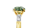 Yellow gold Fancy Green Round  Solitaire with Tapered Baguette Side Stones on a Classic Band with Four-Prong Setting_75