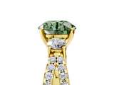 Yellow gold Fancy Green Round  Three-Stone Diamond Ring with Pavé Split Shank and Four-Prong Setting_87