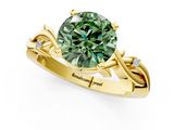 Yellow gold Fancy Green Round cut Solitaire Twisted Band Prong Setting Ring_189