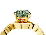 Yellow gold Fancy Green Round cut Solitaire Twisted Band Prong Setting Ring_192