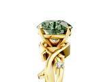 Yellow gold Fancy Green Round cut Solitaire Twisted Band Prong Setting Ring_193