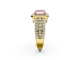 Yellow gold Fancy Pink Asscher -Cut Halo Diamond Ring with Split Shank and Four-Prong Setting_53