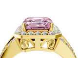 Yellow gold Fancy Pink Asscher -Cut Halo Diamond Ring with Split Shank and Four-Prong Setting_55