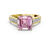 Yellow gold Fancy Pink Asscher  Brilliant Channel-Set Solitaire Ring with Four-Prong Setting_56