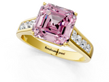 Yellow gold Fancy Pink Asscher  Brilliant Channel-Set Solitaire Ring with Four-Prong Setting_57