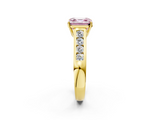 Yellow gold Fancy Pink Asscher  Brilliant Channel-Set Solitaire Ring with Four-Prong Setting_58