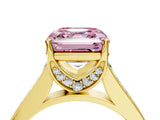 Yellow gold Fancy Pink Asscher  Brilliant Cut Diamond Engagement Ring with Pavé Band and Four-Prong Setting_84