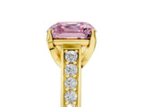 Yellow gold Fancy Pink Asscher  Brilliant Cut Diamond Engagement Ring with Pavé Band and Four-Prong Setting_85