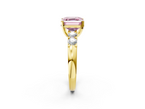 Yellow gold Fancy Pink Asscher  Brilliant Cut Diamond Five-Stone Prong Set Engagement Ring with Channel Band_20