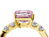 Yellow gold Fancy Pink Asscher  Brilliant Cut Diamond Five-Stone Prong Set Engagement Ring with Channel Band_22