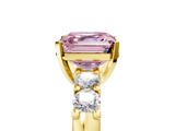 Yellow gold Fancy Pink Asscher  Brilliant Cut Diamond Five-Stone Prong Set Engagement Ring with Channel Band_23