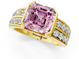 Yellow gold Fancy Pink Asscher  Brilliant Diamond Channel Set Wide Band Ring with Bezel Setting_1