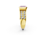 Yellow gold Fancy Pink Asscher  Brilliant Diamond Channel Set Wide Band Ring with Bezel Setting_2