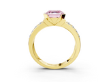 Yellow gold Fancy Pink Asscher  Brilliant Diamond Channel Set Wide Band Ring with Bezel Setting_3