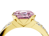 Yellow gold Fancy Pink Asscher  Brilliant Diamond Channel Set Wide Band Ring with Bezel Setting_4