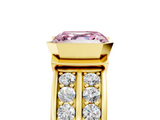 Yellow gold Fancy Pink Asscher  Brilliant Diamond Channel Set Wide Band Ring with Bezel Setting_5