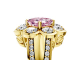Yellow gold Fancy Pink Asscher  Brilliant Flower Halo Diamond Split Shank Ring_36