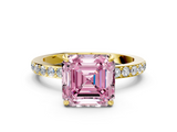 Yellow gold Fancy Pink Asscher  Brilliant Pavé Band Solitaire with Four-Prong Setting_50