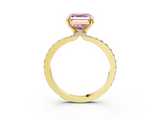 Yellow gold Fancy Pink Asscher  Brilliant Pavé Band Solitaire with Four-Prong Setting_53