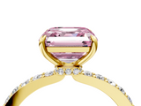 Yellow gold Fancy Pink Asscher  Brilliant Pavé Band Solitaire with Four-Prong Setting_54