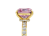 Yellow gold Fancy Pink Asscher  Brilliant Pavé Band Solitaire with Four-Prong Setting_55