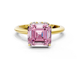 Yellow gold Fancy Pink Asscher  Brilliant Solitaire Engagement Ring with Six-Prong Setting and Classic Band_17