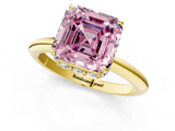 Yellow gold Fancy Pink Asscher  Brilliant Solitaire Engagement Ring with Six-Prong Setting and Classic Band_18