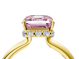 Yellow gold Fancy Pink Asscher  Brilliant Solitaire Engagement Ring with Six-Prong Setting and Classic Band_21